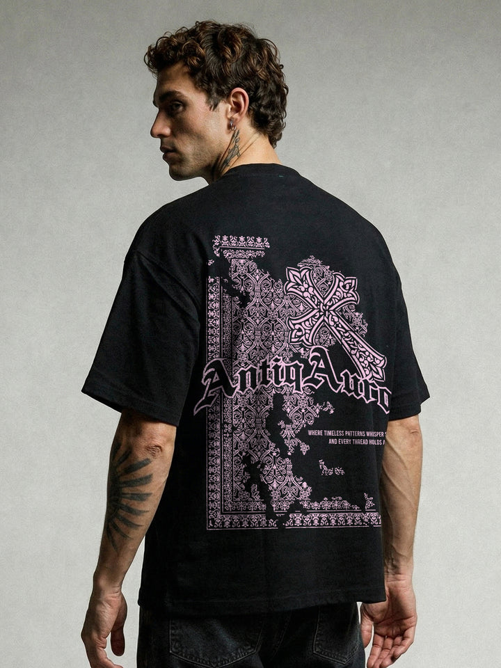 ANTIQ AURA Men Printed Oversized T-Shirt