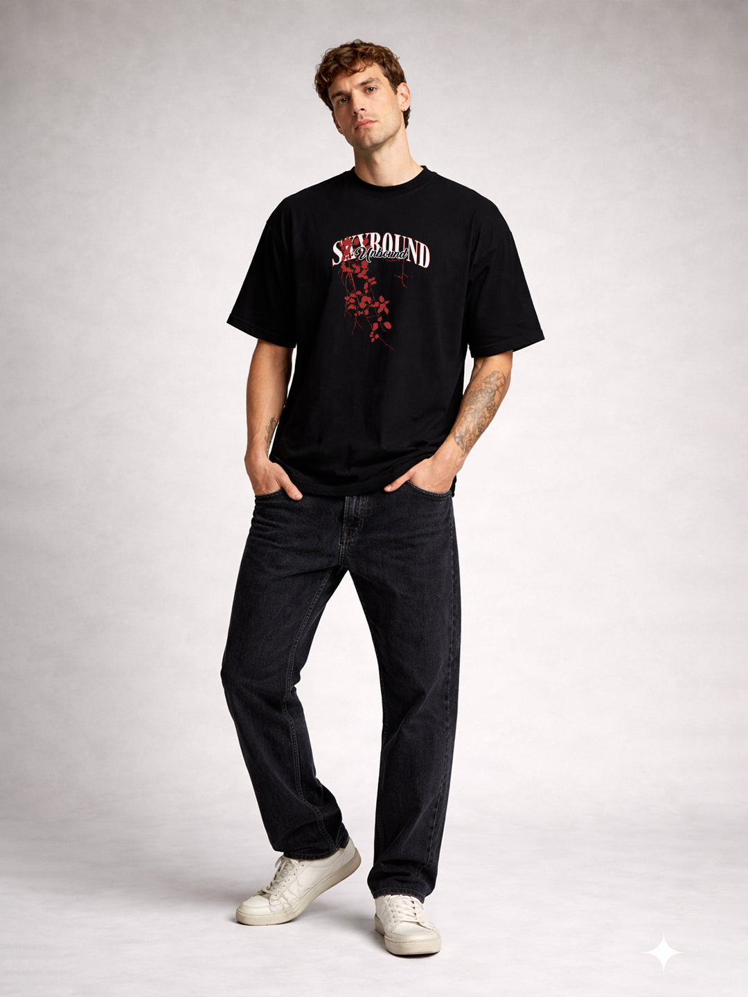 SKYBOUND Men Printed Oversized T-Shirt