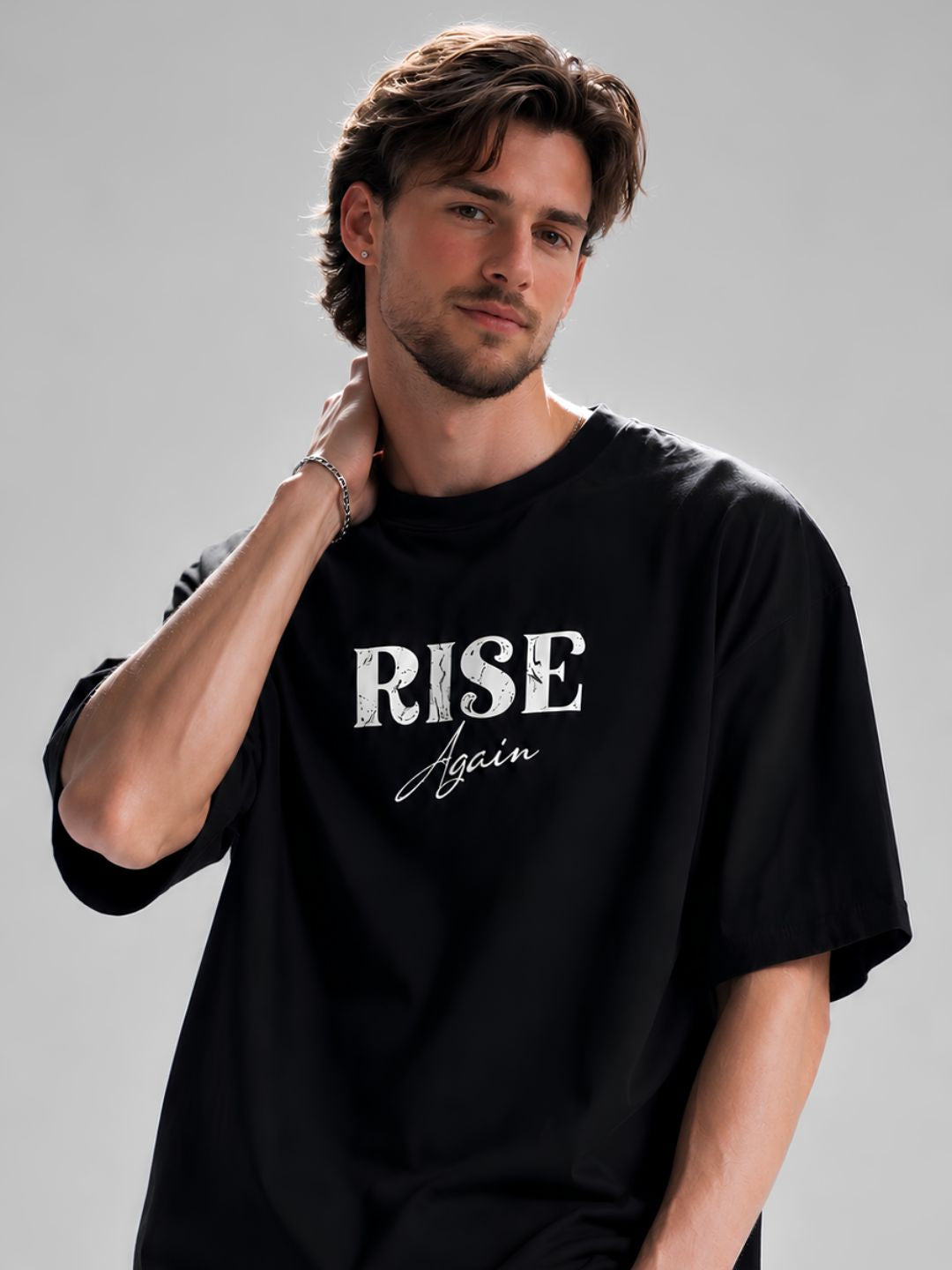 Rise Again Men Oversized Printed T-Shirt