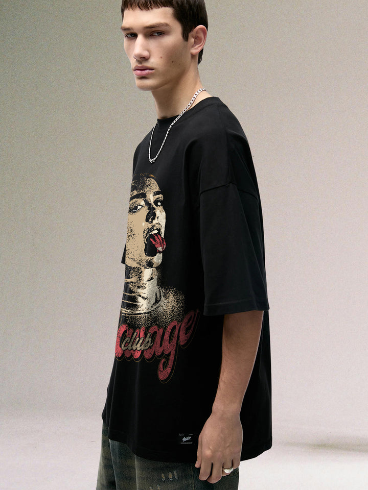 SAVAGE CLUB Men Printed Oversized T-Shirt
