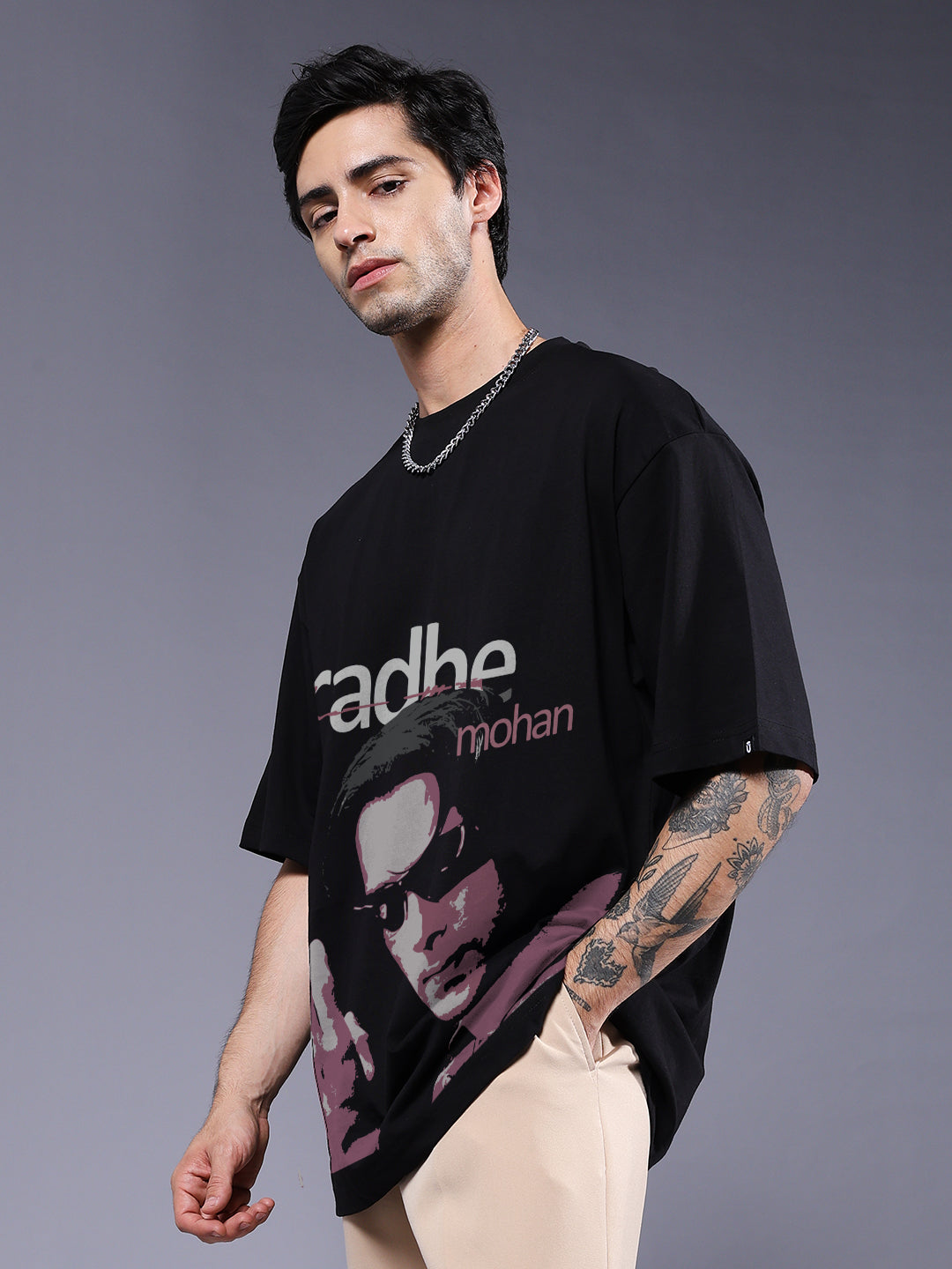 RADHE MOHAN Men Printed Oversized T-Shirt