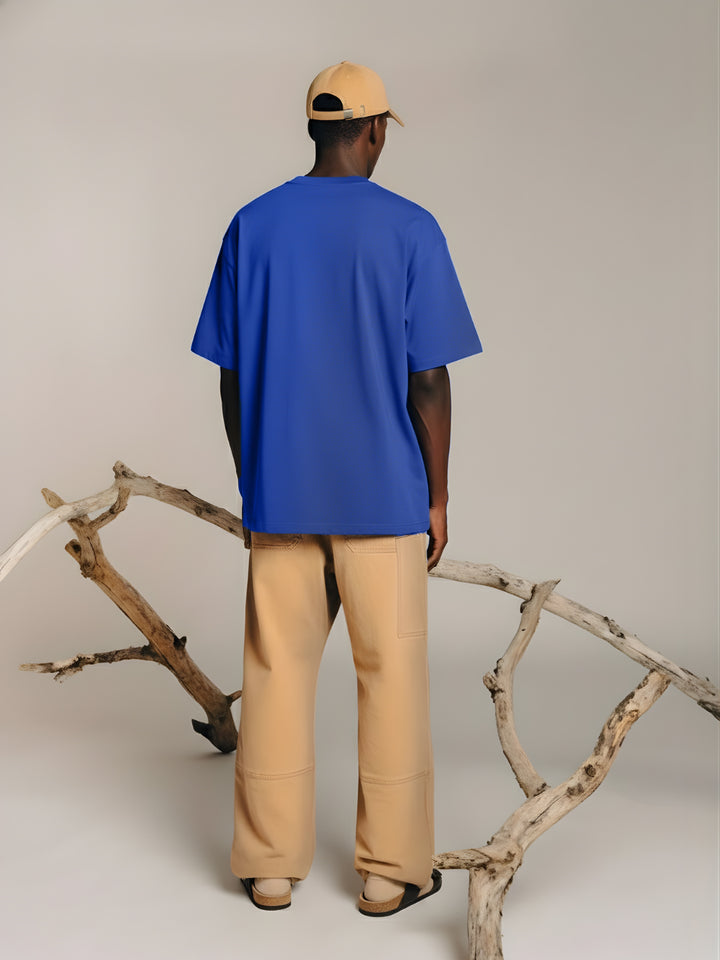 Solid Men Oversized T-Shirt - Blue