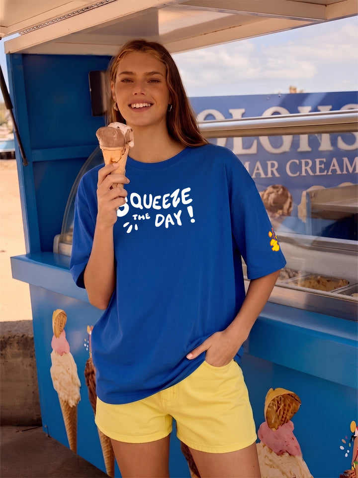Squeezed  Lemon  Women Printed Oversized T-Shirt