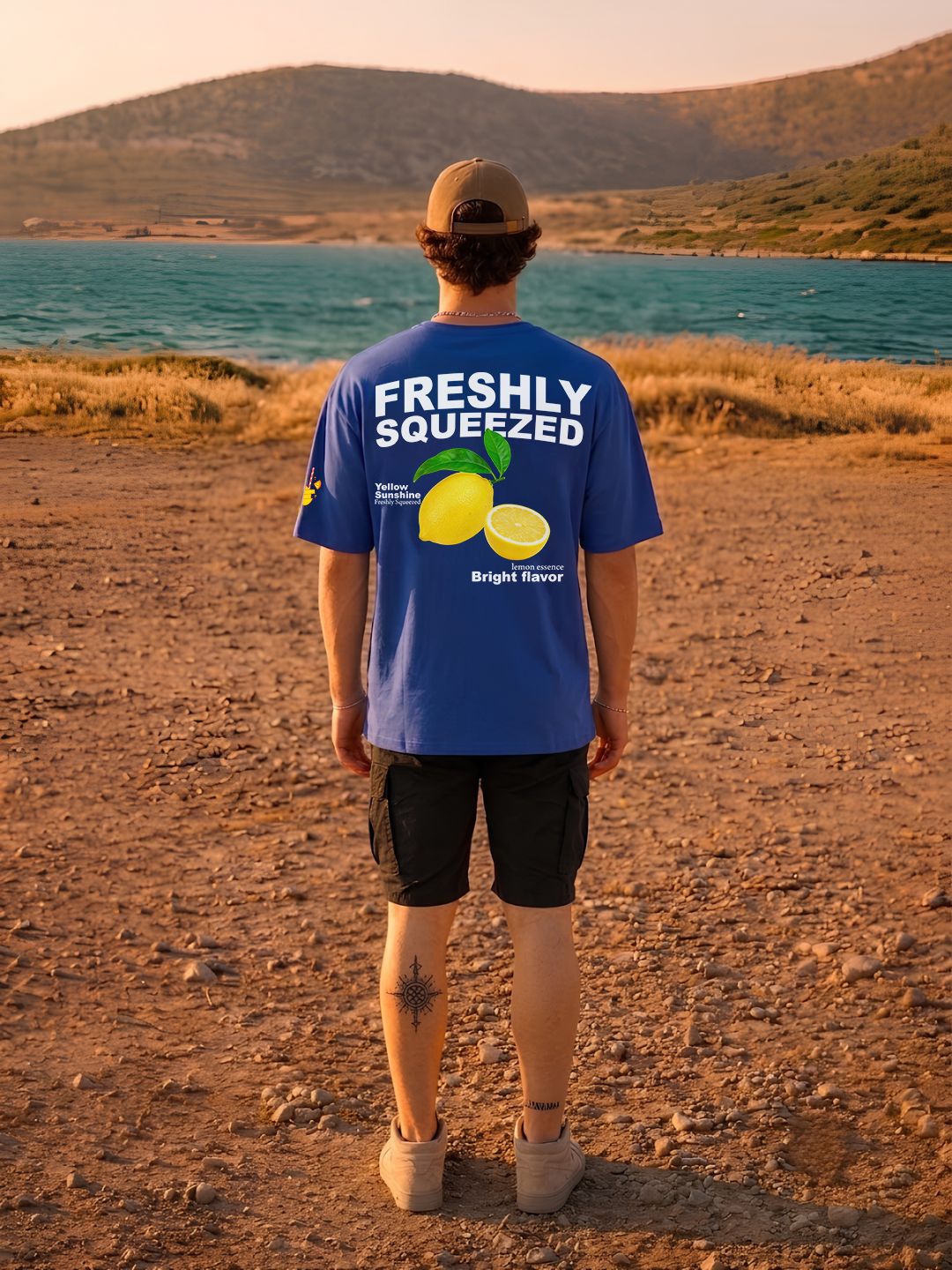 Squeezed  Lemon  Men Printed Oversized T-Shirt