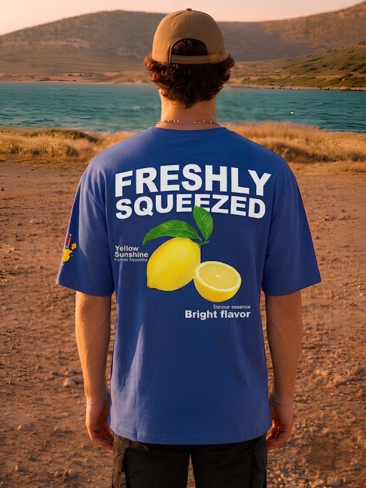 Squeezed  Lemon  Men Printed Oversized T-Shirt