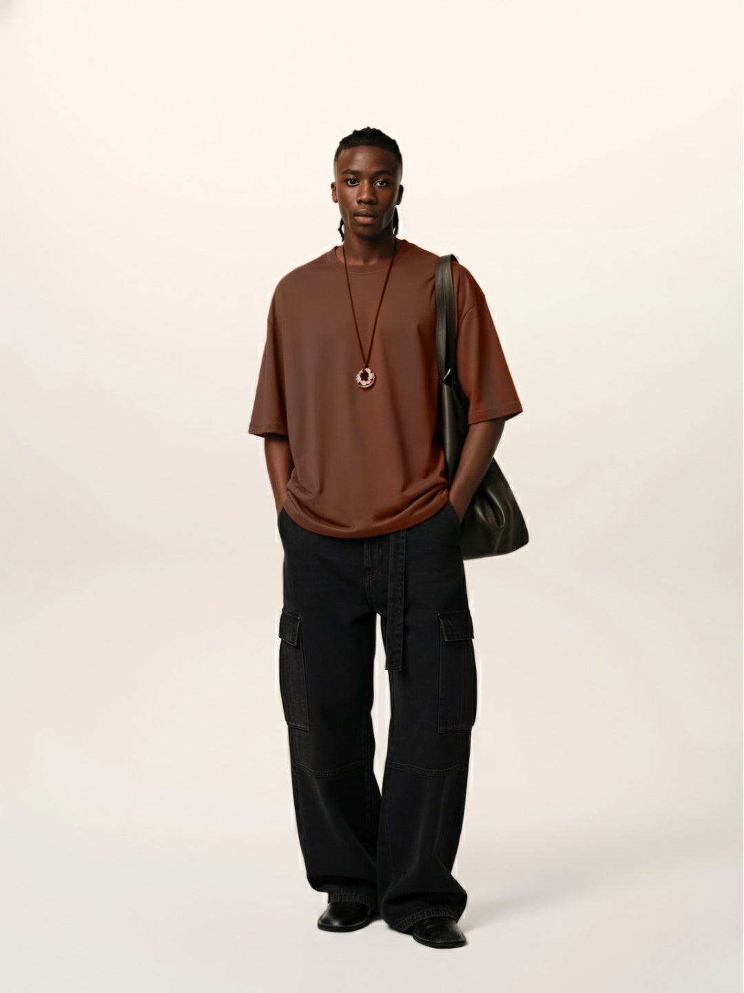 Solid Men Oversized T-Shirt - Cocoa