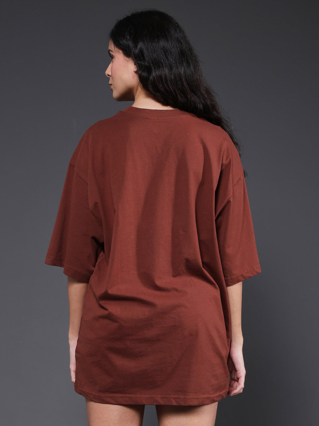 Solid Women Oversized T-Shirt - Cocoa