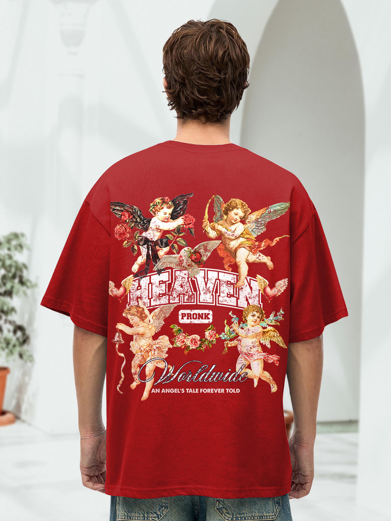 HEAVEN Men Printed Oversized T-Shirt – pronk.in