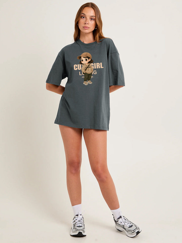 CUTE GIRL Women Graphic Oversized Printed T-Shirt