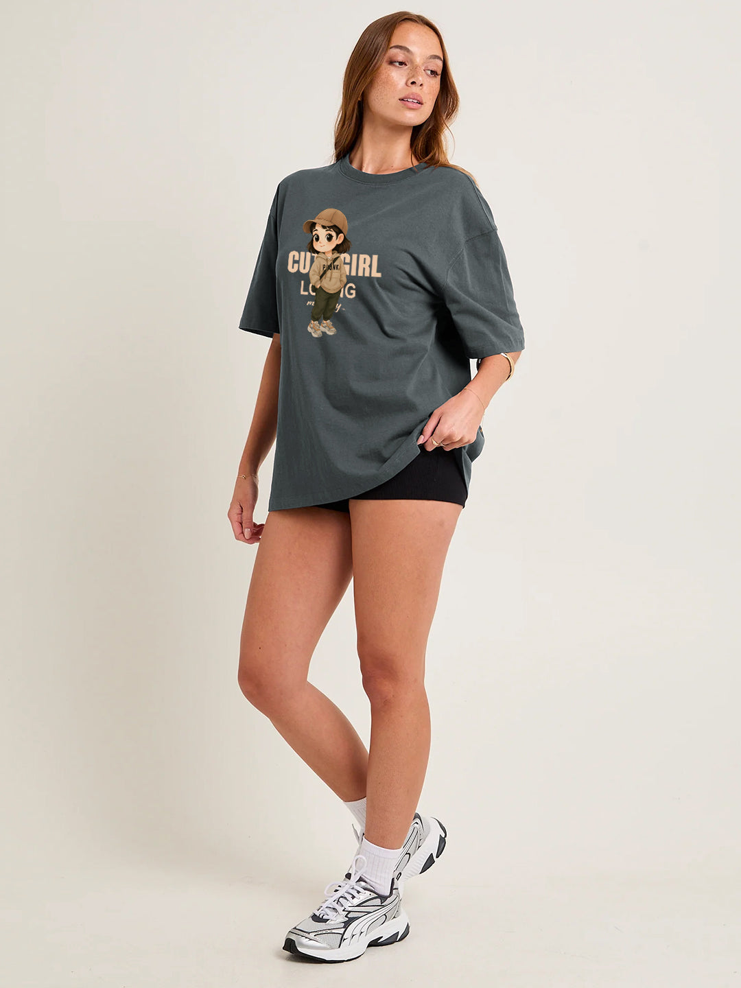 CUTE GIRL Women Graphic Oversized Printed T-Shirt