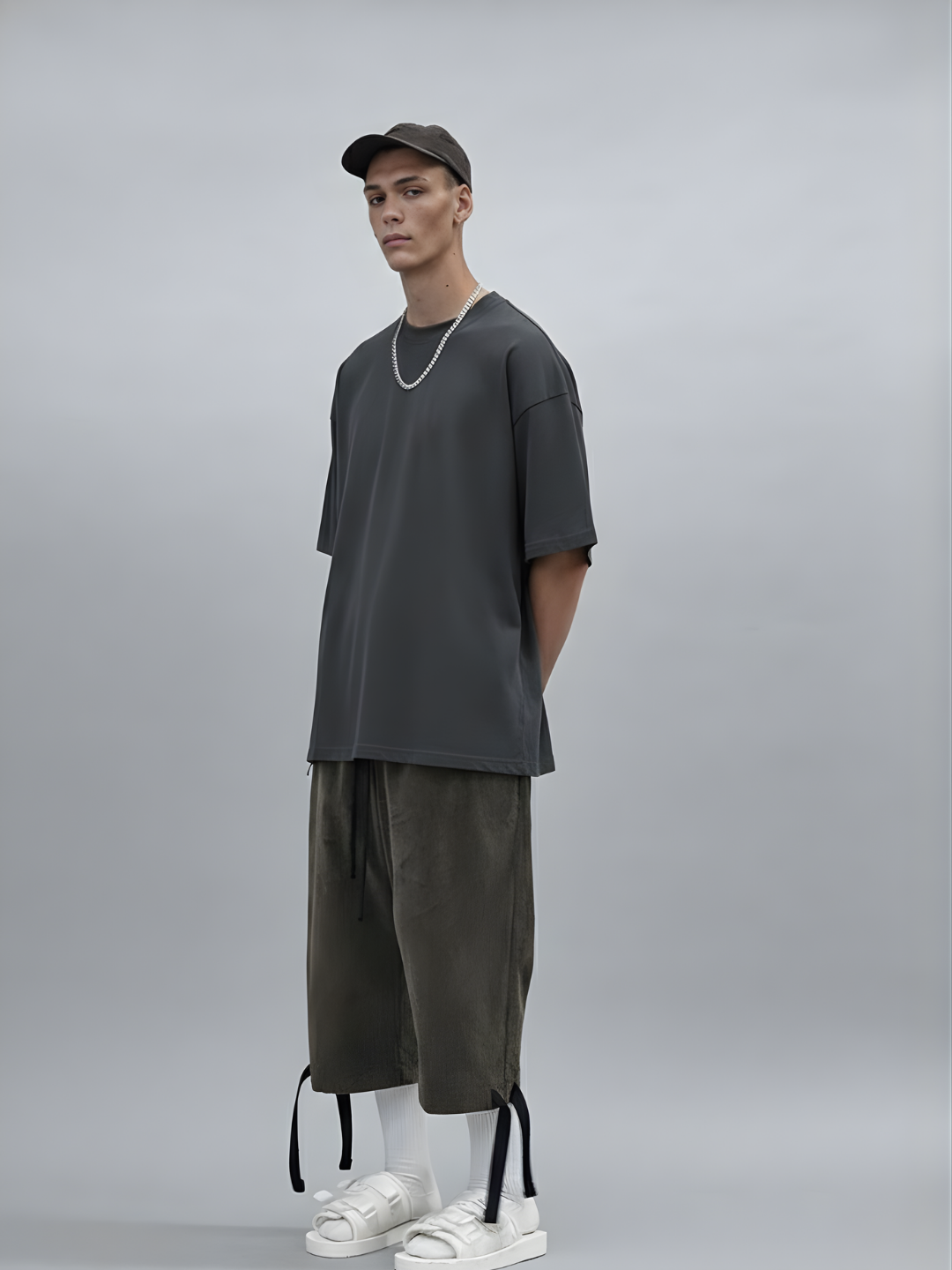Solid Men Oversized T-Shirt - Dark Grey