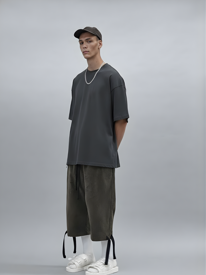 Solid Men Oversized T-Shirt - Dark Grey