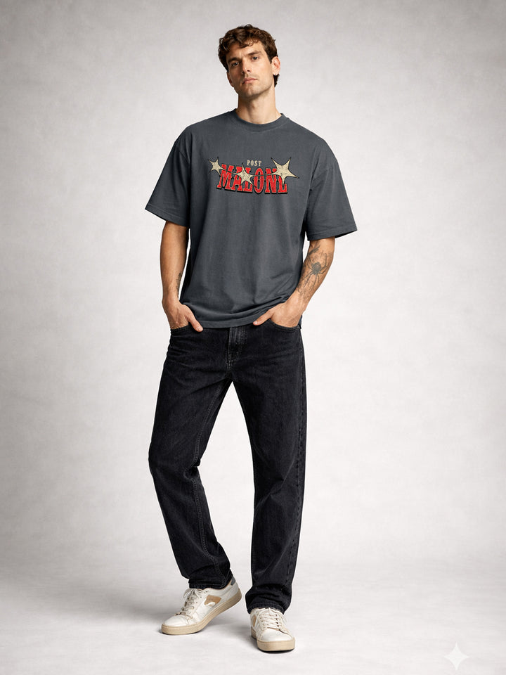 STAMP OF SOUND Men Printed Oversized T-Shirt
