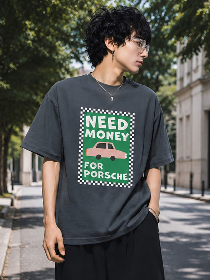 NEED MONEY Men Printed Oversized T-shirt