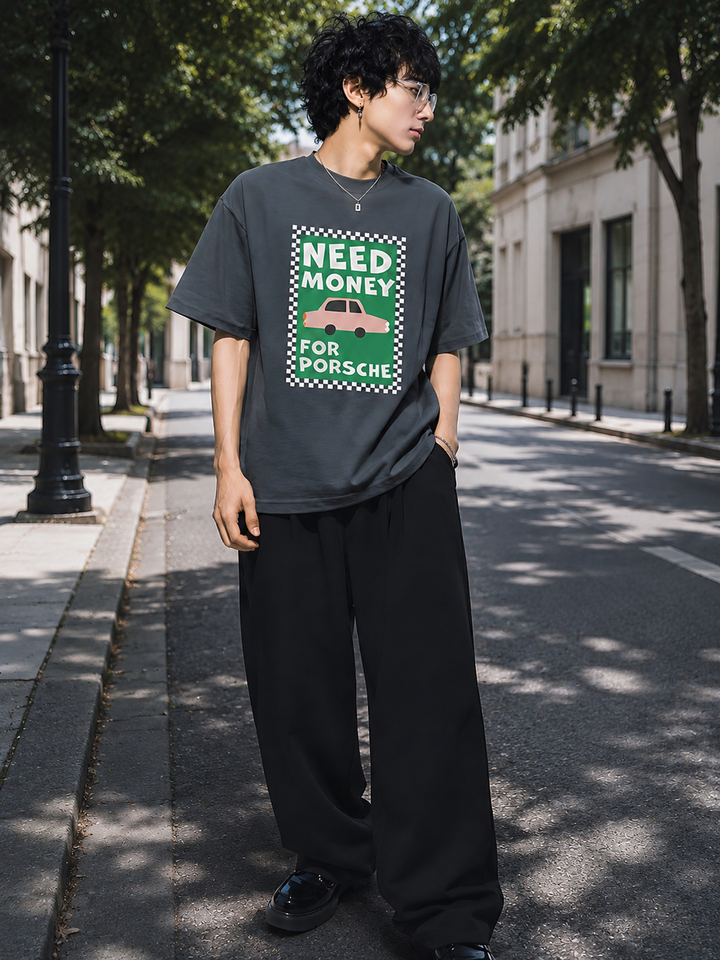 NEED MONEY Men Printed Oversized T-shirt