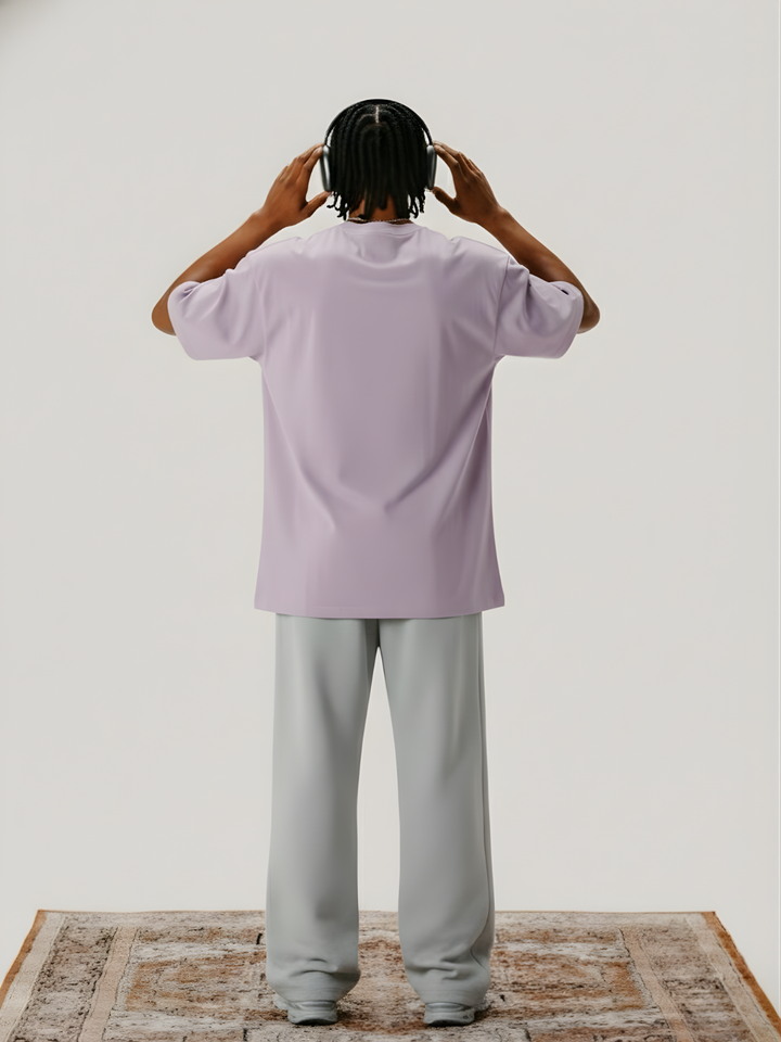 Solid Men Oversized T-Shirt - Lilac
