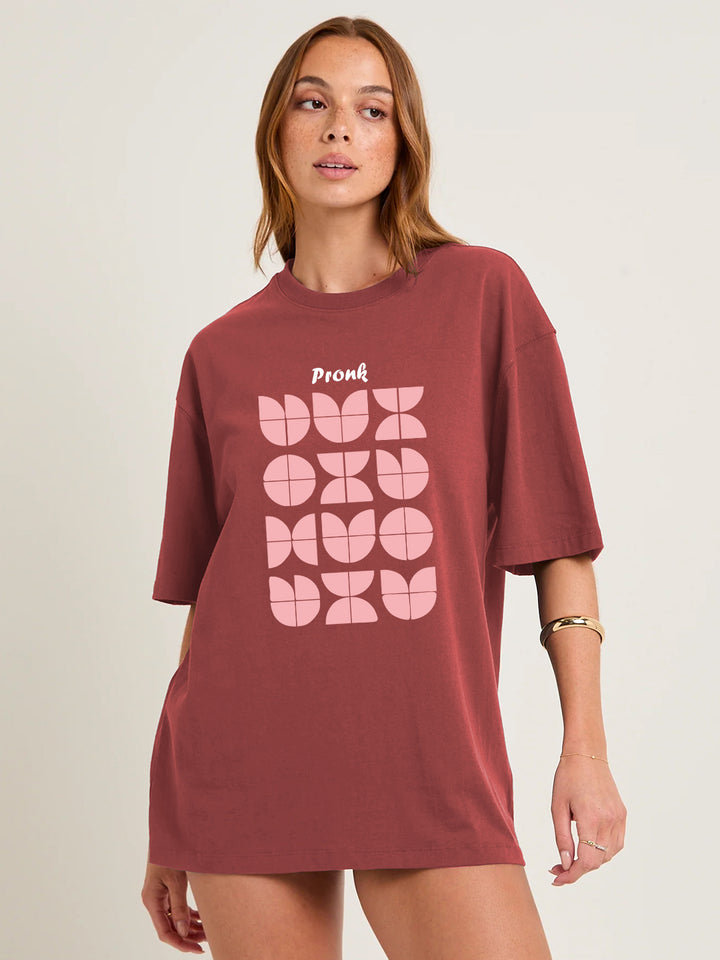 RHYTHM BLOCK Women Graphic Oversized Printed T-Shirt