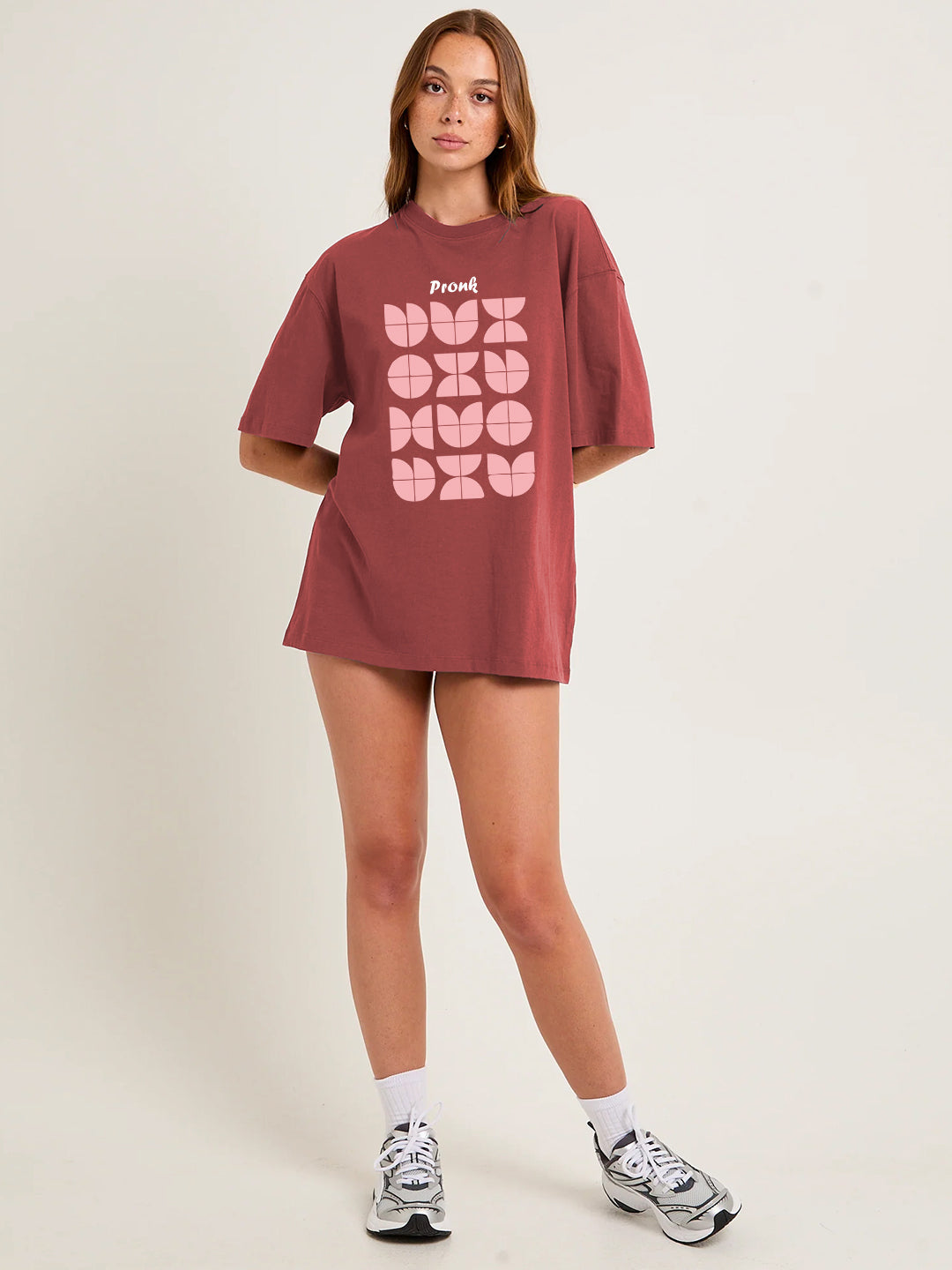 RHYTHM BLOCK Women Graphic Oversized Printed T-Shirt