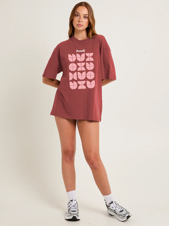 RHYTHM BLOCK Women Graphic Oversized Printed T-Shirt