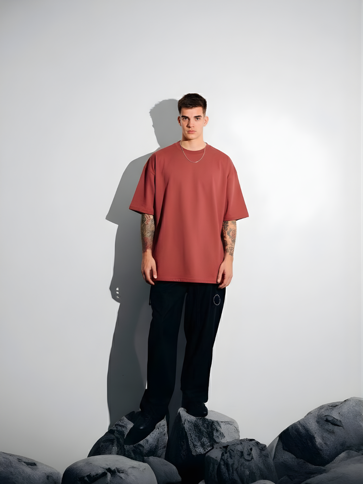 Solid Men Oversized T-Shirt - Mauve Taupe