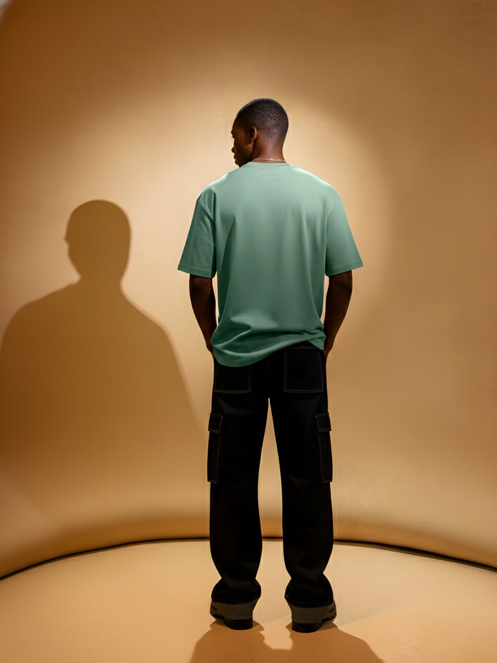 Solid Men Oversized T-Shirt - Mint Green