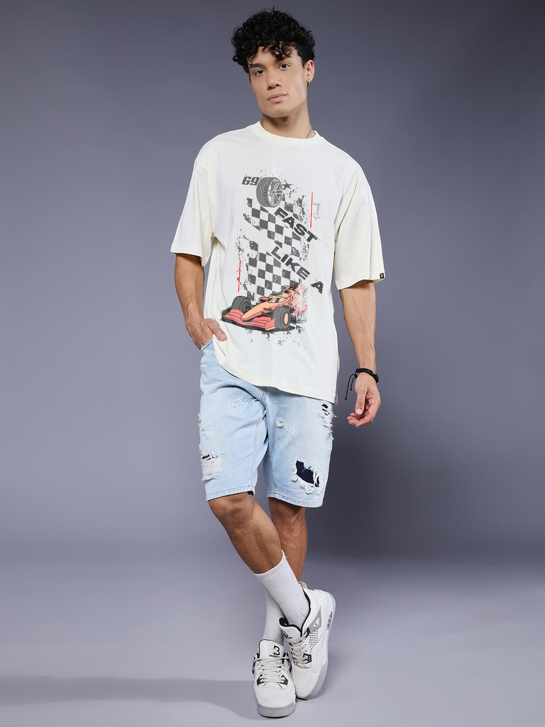 SPEED CORE Men Printed Oversized T-Shirt