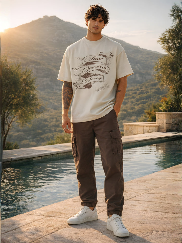 STILL STRONG Men Printed Oversized T-Shirt