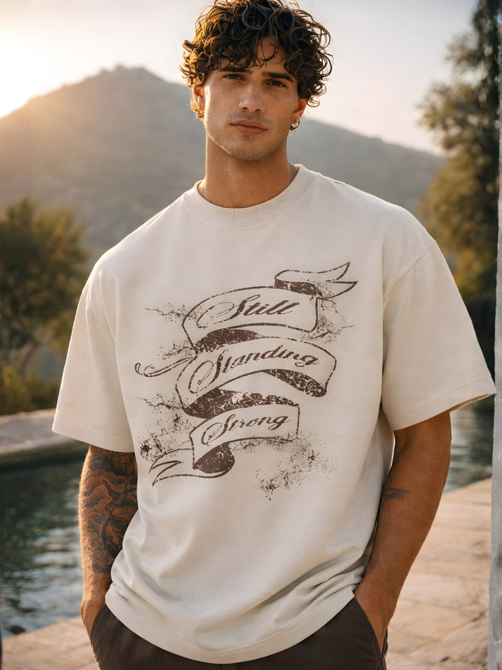 STILL STRONG Men Printed Oversized T-Shirt