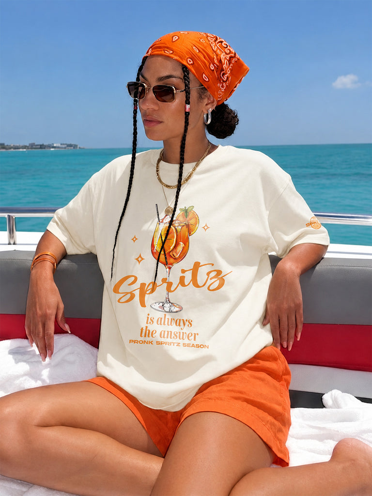 Orange Spritz Women Printed Oversized T-Shirt – pronk.in