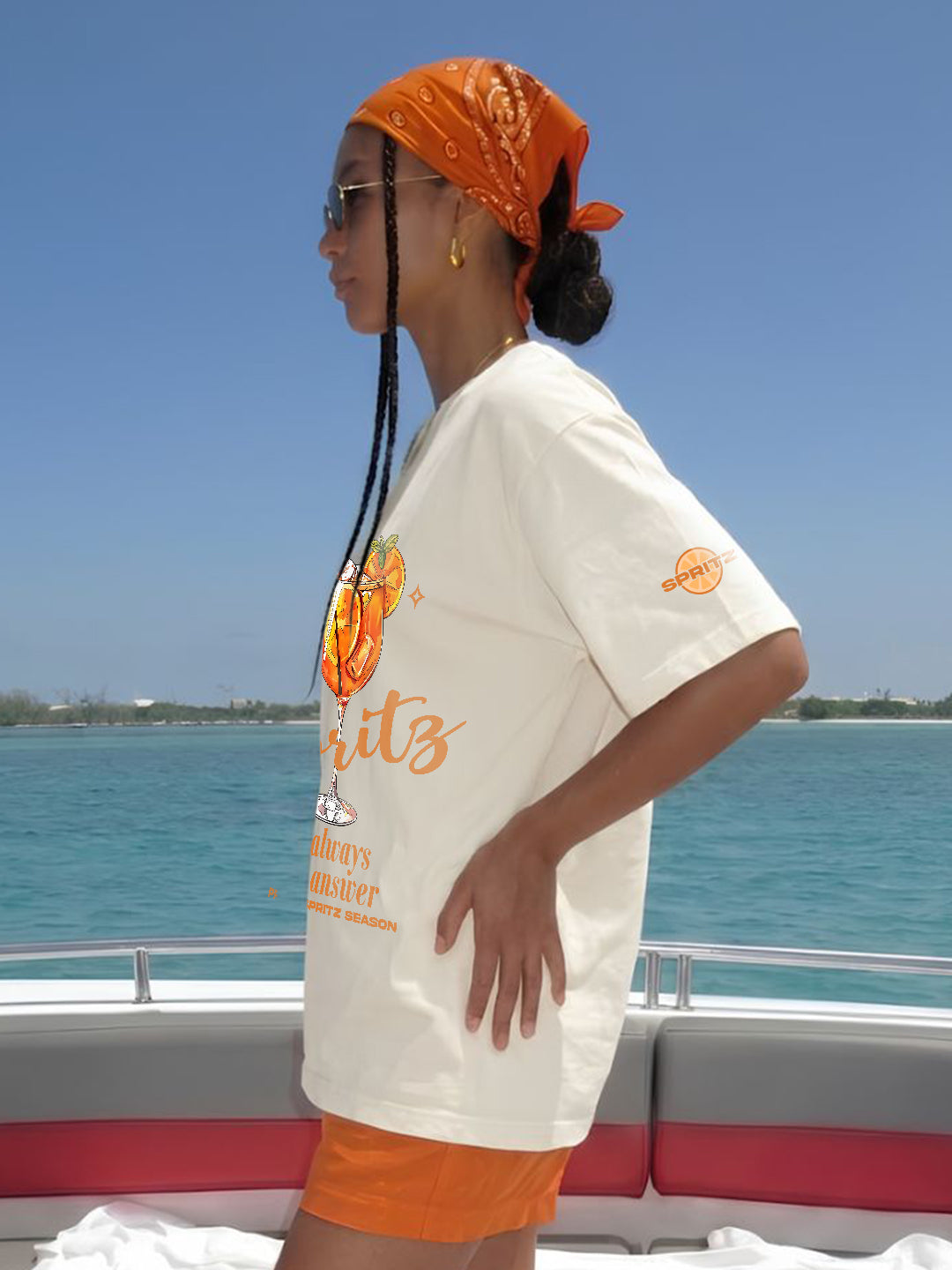 Orange Spritz Women Printed Oversized T-Shirt