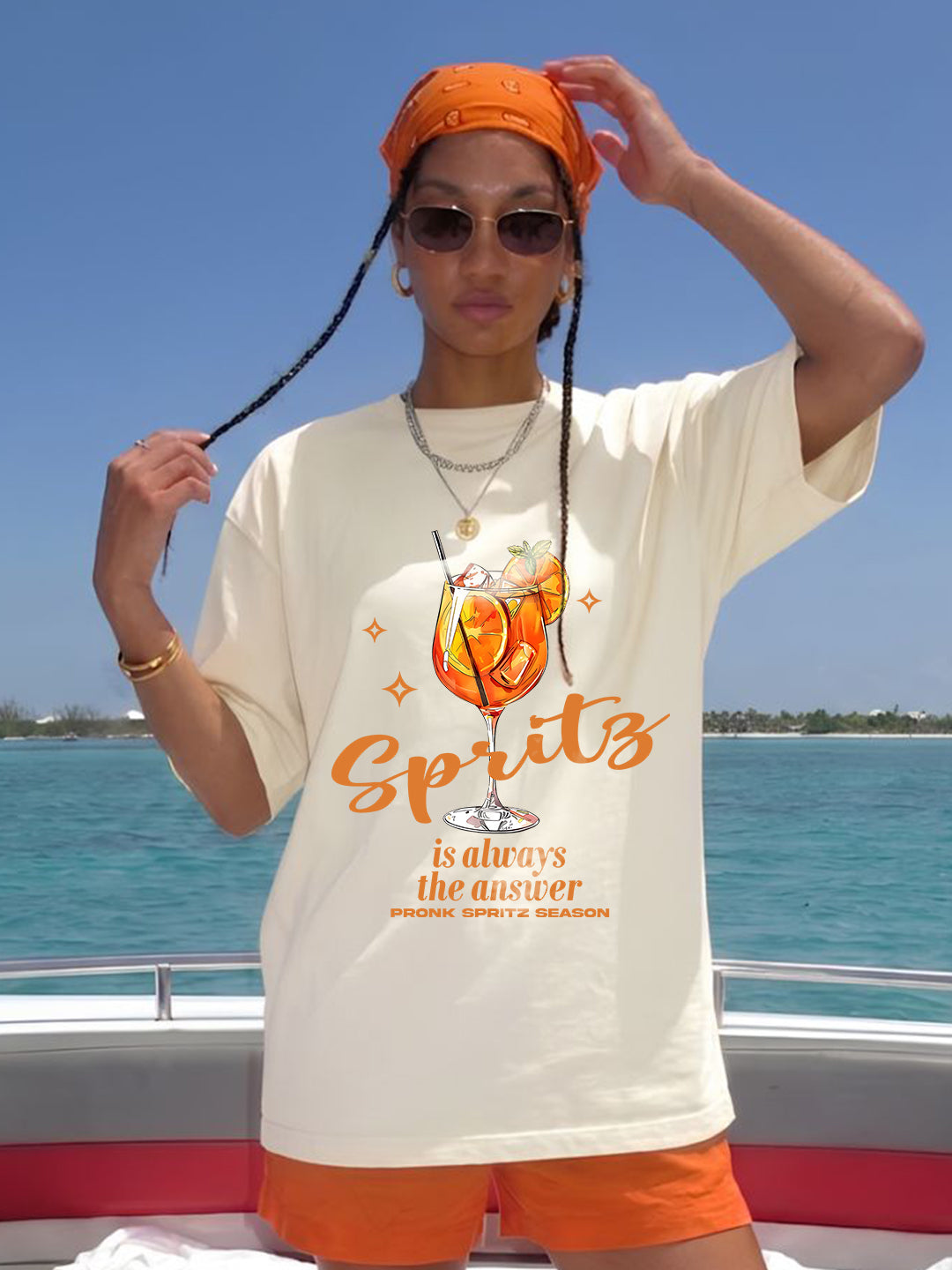 Orange Spritz Women Printed Oversized T-Shirt