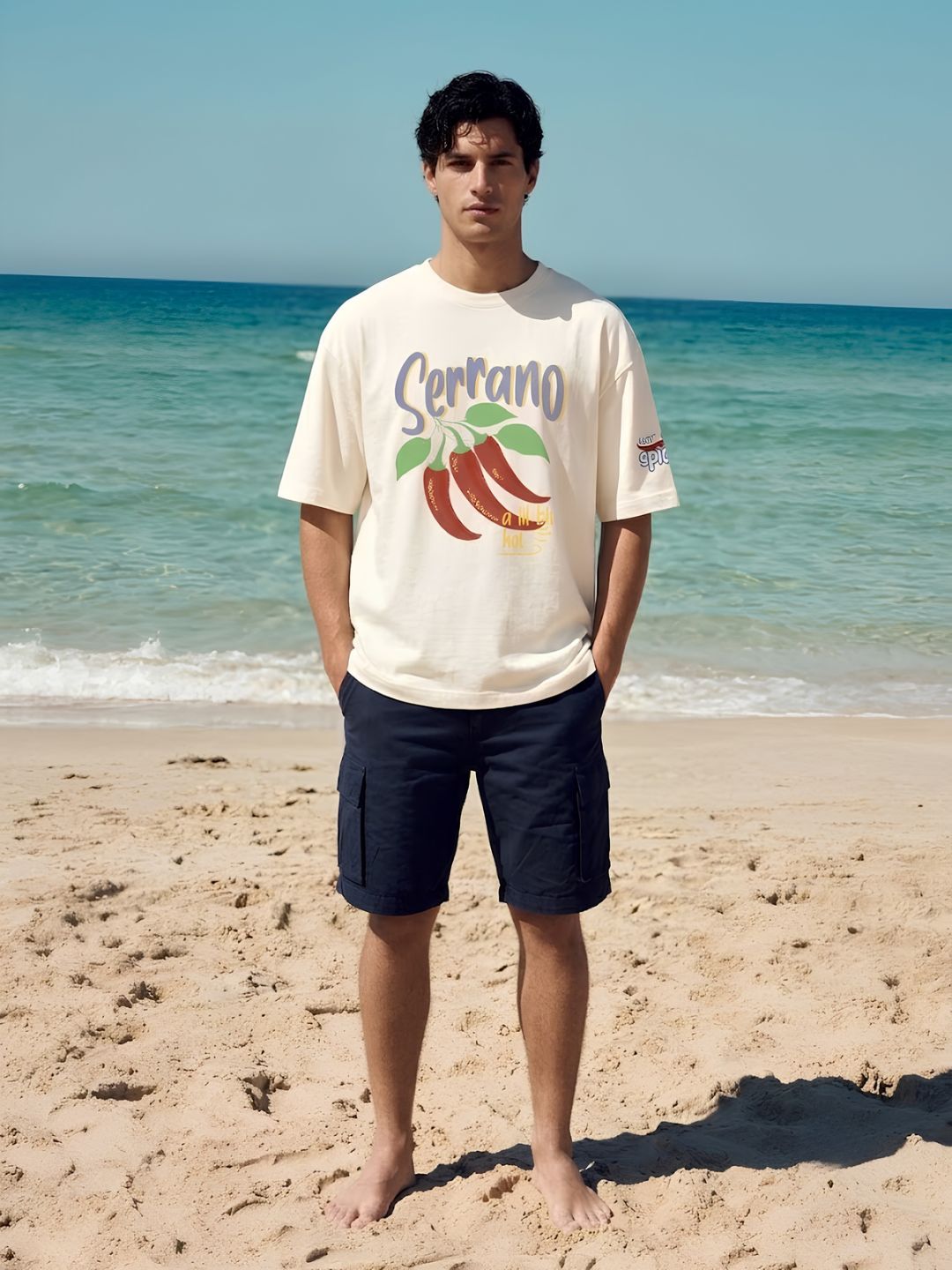Serrano Chilly Men Printed Oversized T-Shirt