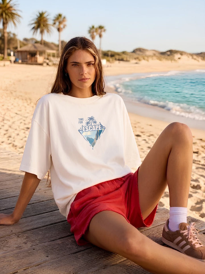Club 1975 Women Printed Oversized T-Shirt
