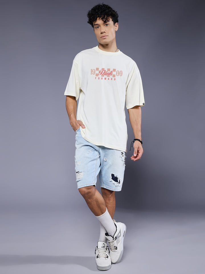 THINK FORWARD Men Printed Oversized T-Shirt