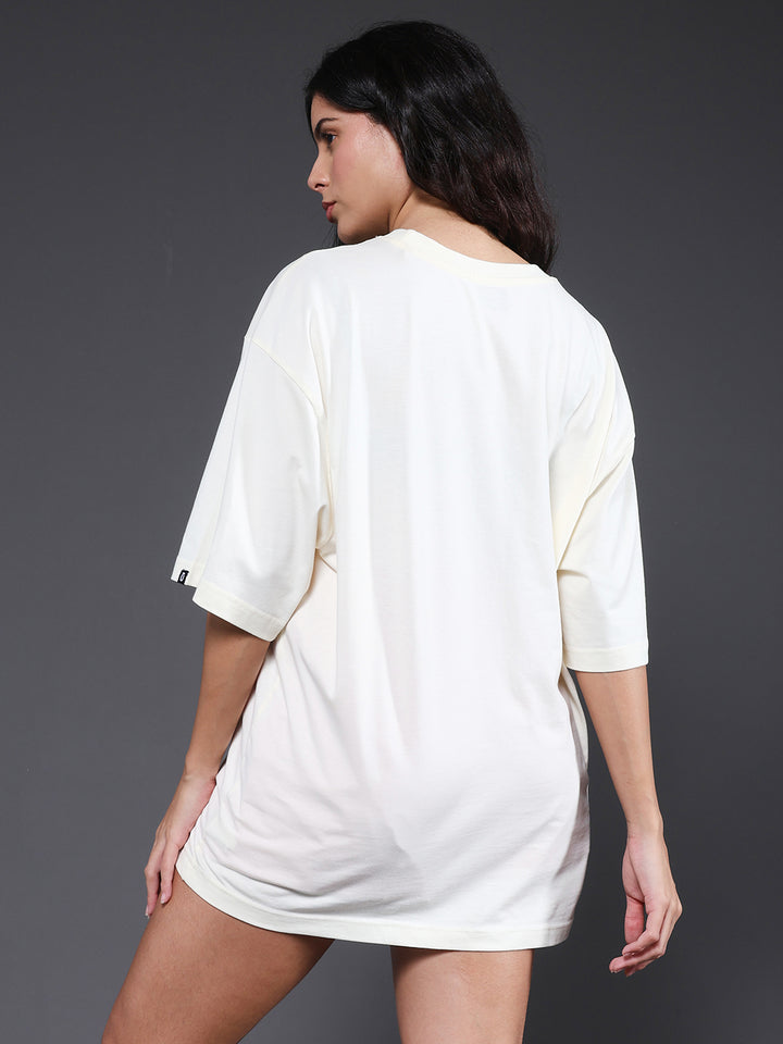 Solid Women Oversized T-Shirt - Off White