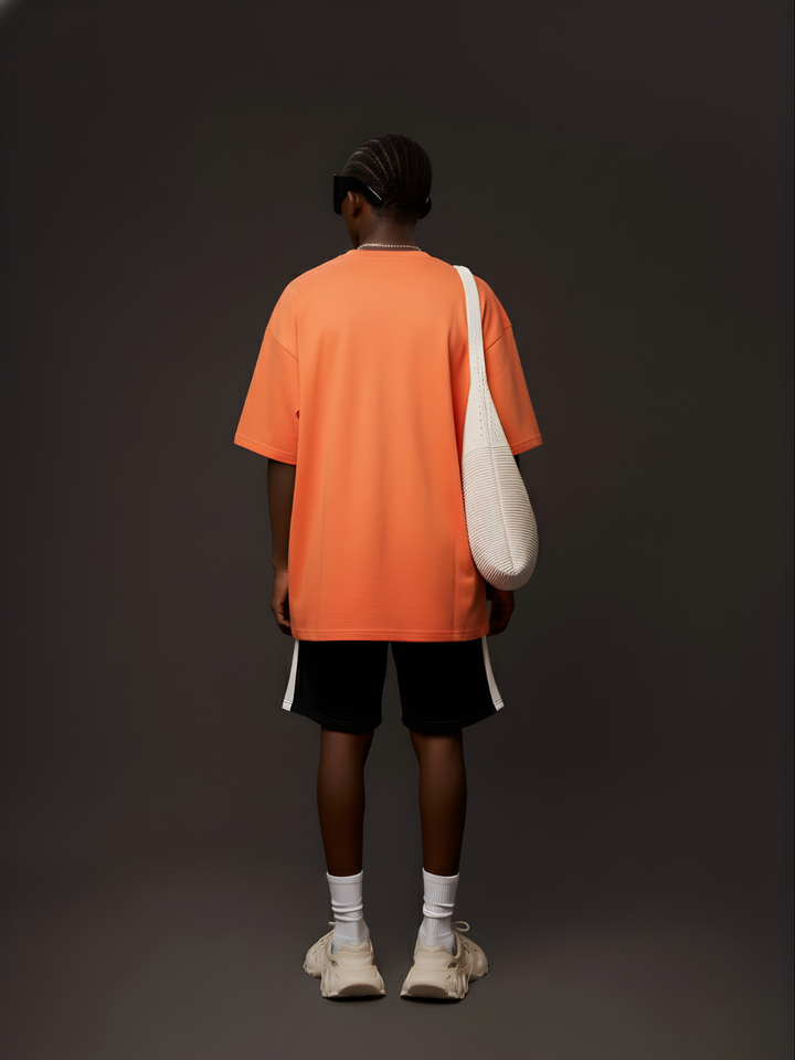 Solid Men Oversized T-Shirt - Orange