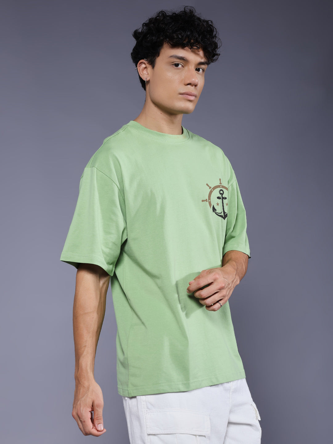 BEYOND LIMITS Men Printed Oversized T-Shirt