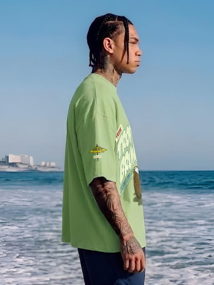 Tropical Brunch Men Printed Oversized T-Shirt