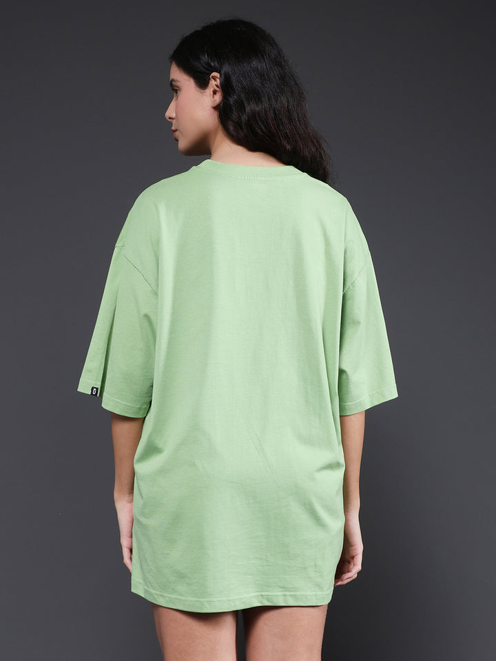 Solid Women Oversized T-Shirt - Pista Green