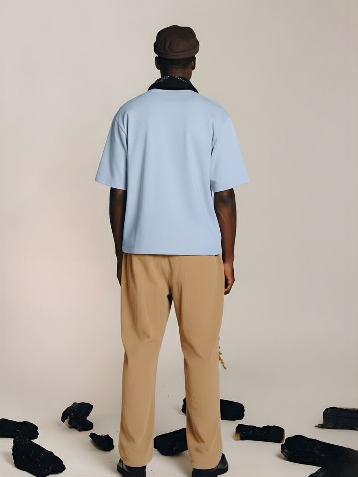 Solid Men Oversized T-Shirt - Sky