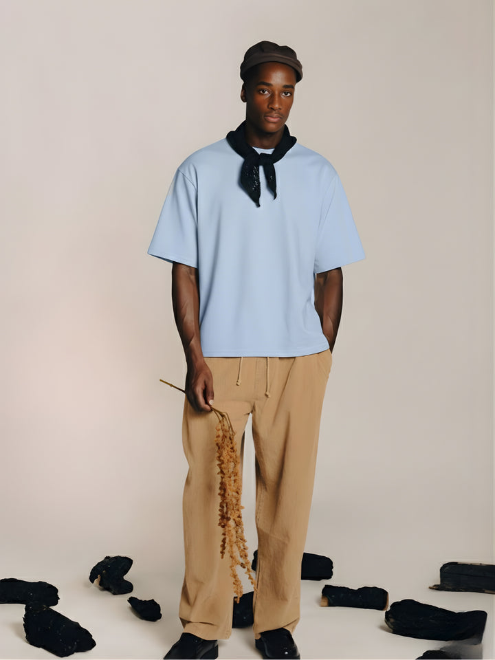 Solid Men Oversized T-Shirt - Sky