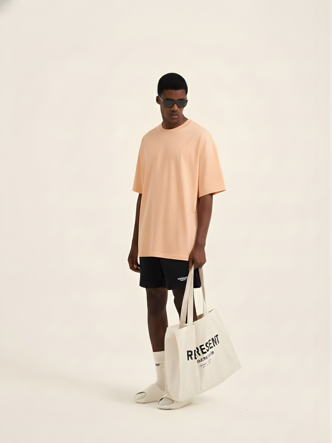 Solid Men Oversized T-Shirt - Peach