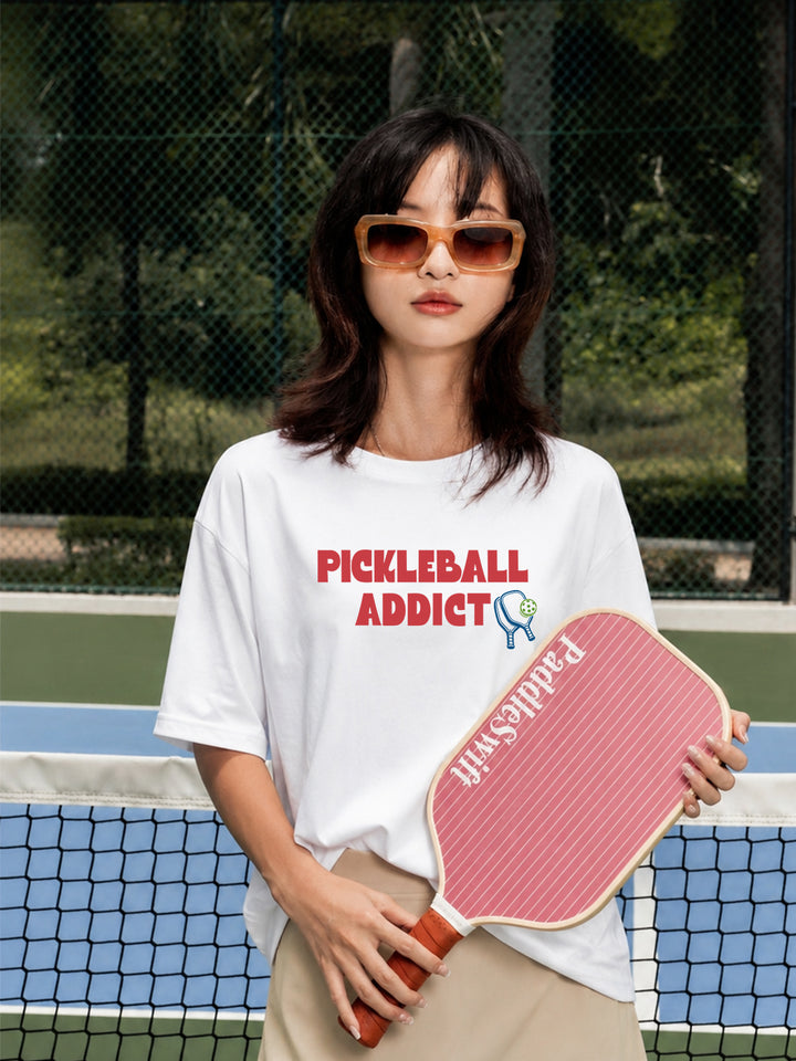 CERTIFIED PICKLEBALL ADDICT Women Graphic Oversized Printed T-Shirt