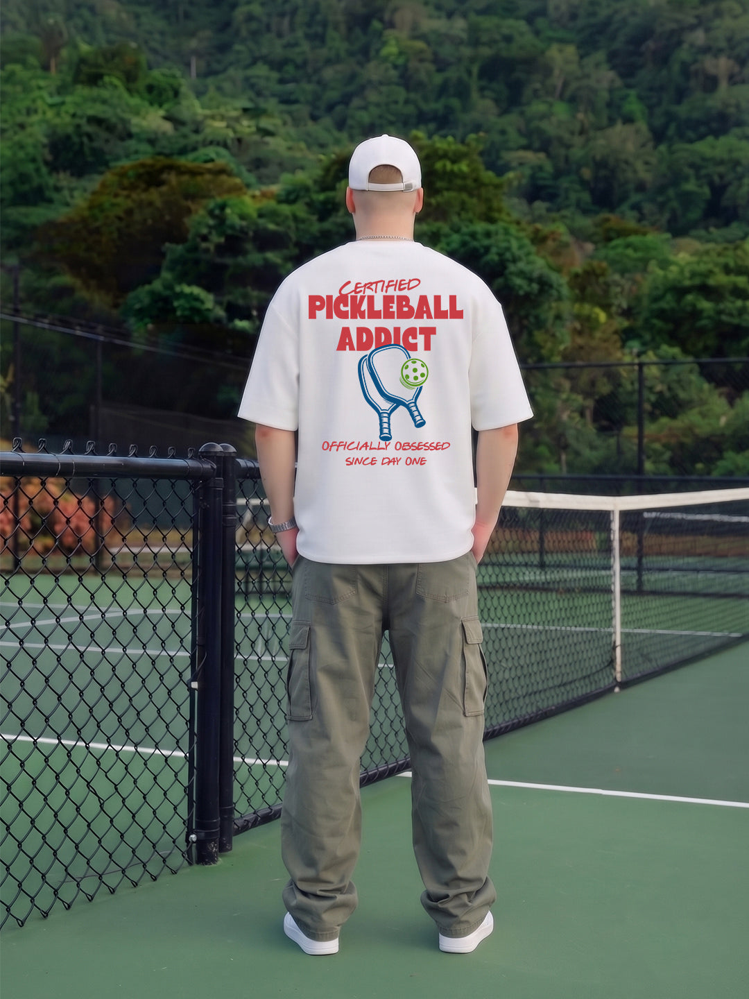 CERTIFIED PICKLEBALL ADDICT Men Printed Oversized T-Shirt