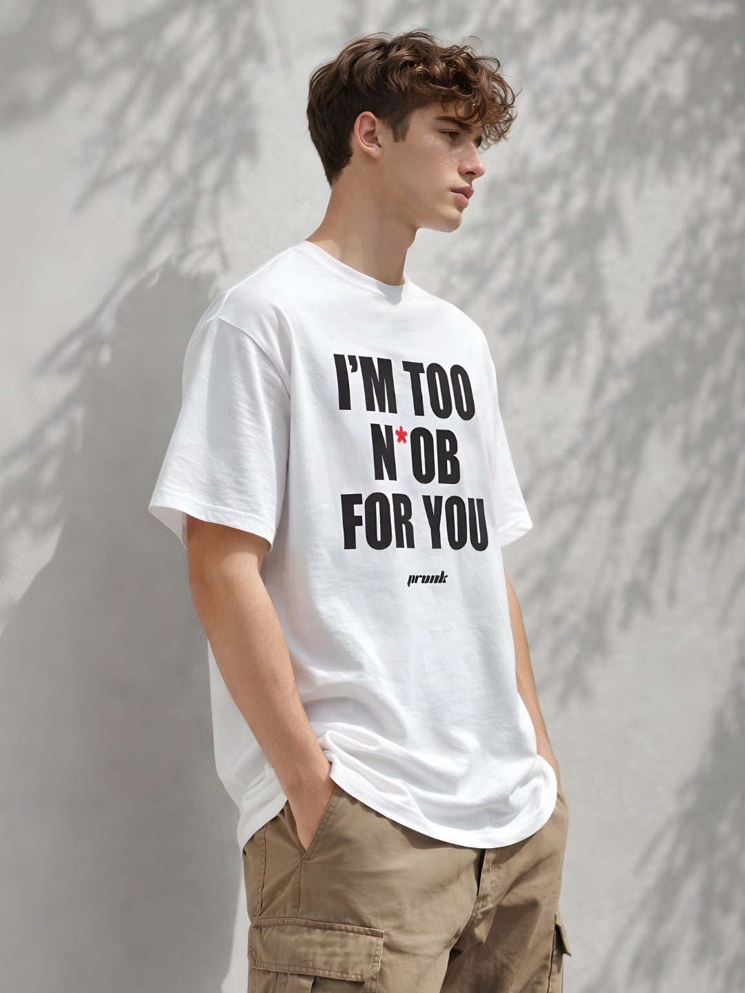 NOOB FOR YOU Men Printed Oversized T-Shirt