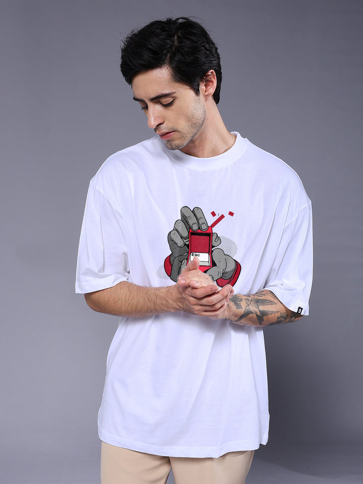 TAP TO EXIT YOU Men Printed Oversized T-Shirt