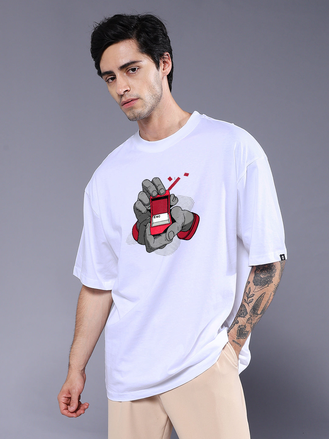 TAP TO EXIT YOU Men Printed Oversized T-Shirt