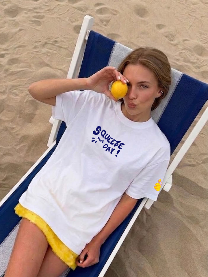 Squeezed  Lemon Women Printed Oversized T-Shirt