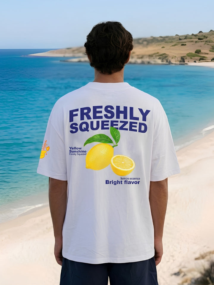 Squeezed  Lemon Men Printed Oversized T-Shirt