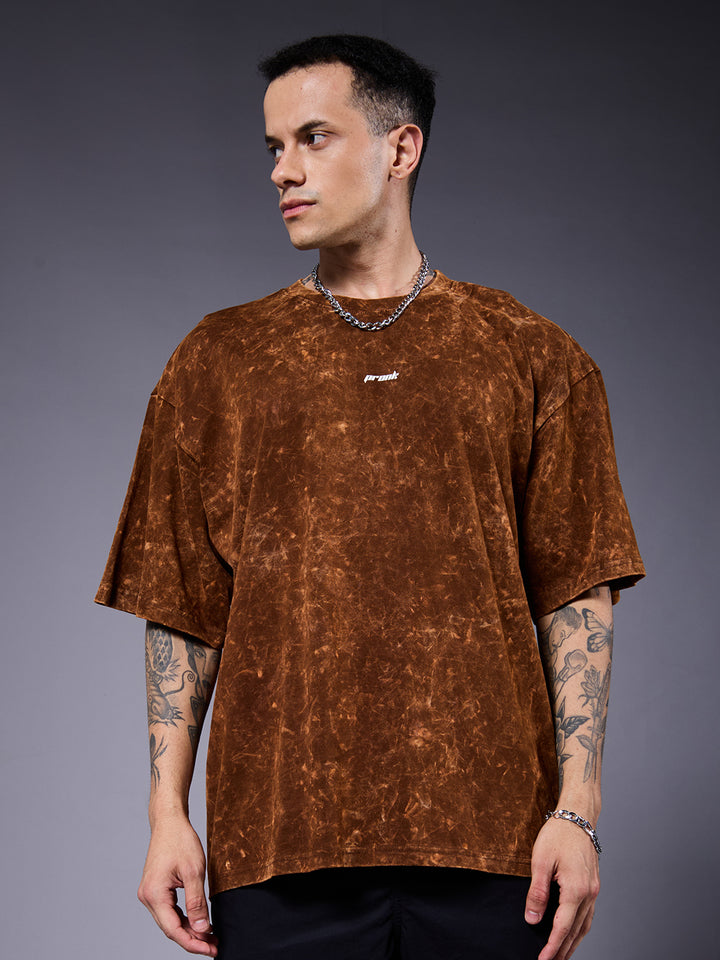 Evolve Men Retro Wash Printed Oversized T-Shirt